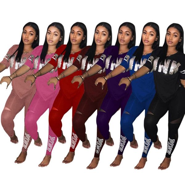 

Pink women 2 piece et track uit lim fit t hirt port wear bodycon legging weat uit hort leeve outfit pullover letter hoodie 9