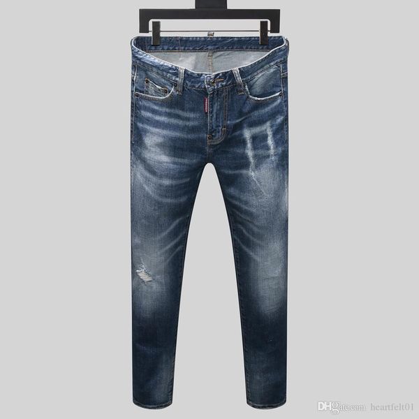 

brand jeans mens luxury designer jeans baggy biker high waisted ripped rock revival black skinny men jean jeckets long pants trousers 019, Blue