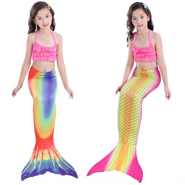 

girls three-piece tail children skirt girls bikini three-piece mermaid tail children mermaid bikini swimsuit swimsuit skirt, White;black