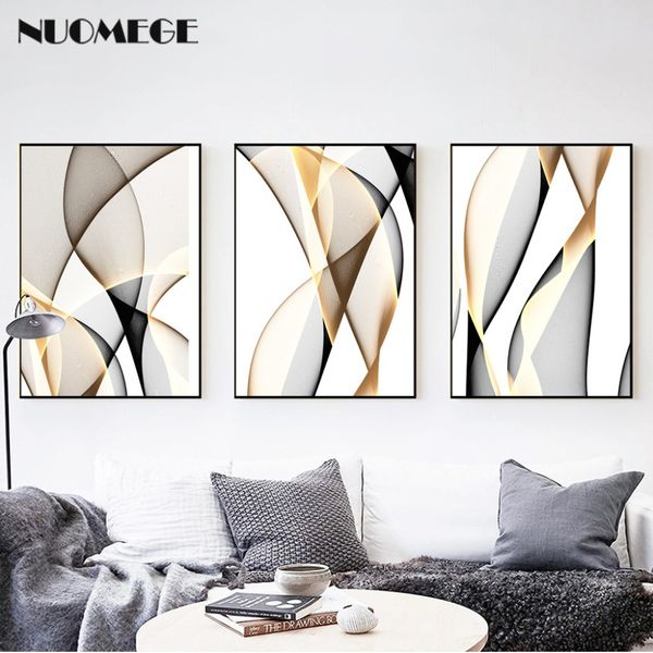 

nuomege abstract modern creative canvas painting ink line posters prints nordic wall art pictures for living room home decor