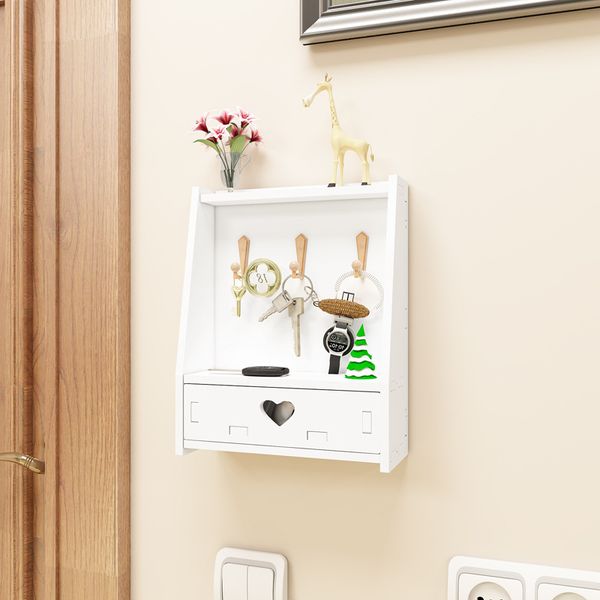 

bathroom shelves wall hanging key hook jewelry storage box multi-purpose holder home decor