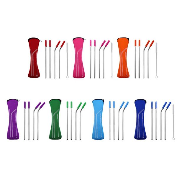 

reusable drinks metal stainless steel straws multi-color eco friendly cold beverage utensils