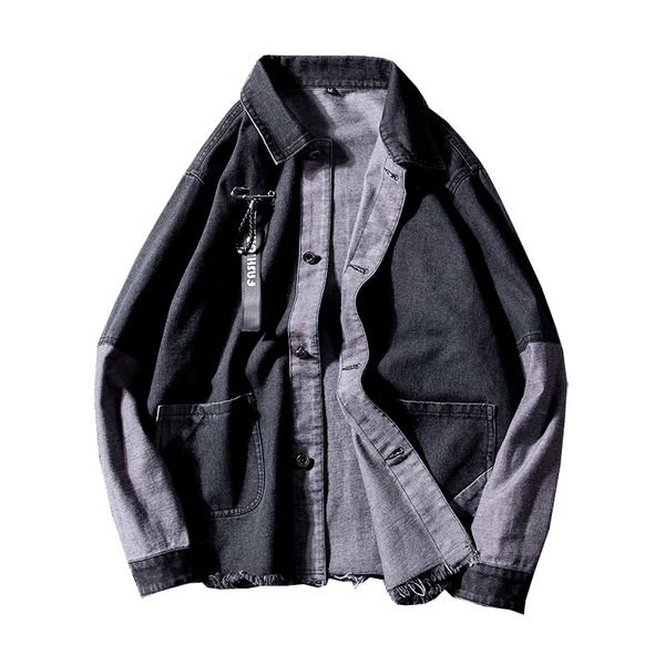 

stitching solid color casual slim men's denim jacket 2019 new spring jacket coat trendy denim jacket,ya003, Black;brown