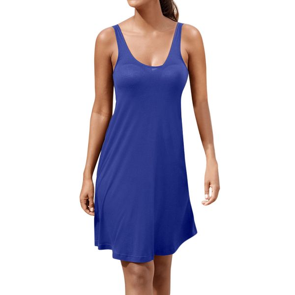 

women summer casual solid short sleeve beach dress crew neck linen dress women summer vestidos femininos#yd1, Blue;gray