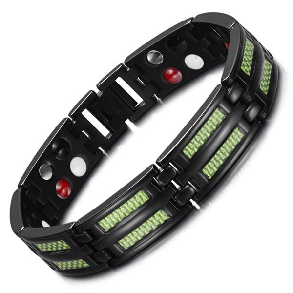 

male titanium bracelets bangles 4 health elements germanium magnetic bracelets fashion jewelry charm wrist for arthritis, Golden;silver