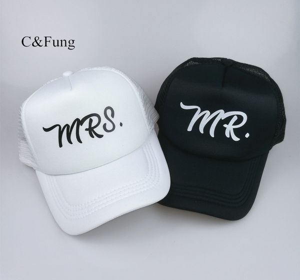 

c&fung design mr and mrs trucker hats mr. mesh baseball hat bridal party caps bride groom truckers snapback hats caps, Blue;gray