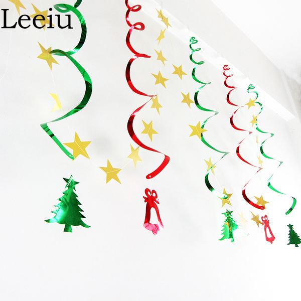

leeiu ceiling hanging pendant christmas swirl decoration colorful paper star banners wedding party supplies