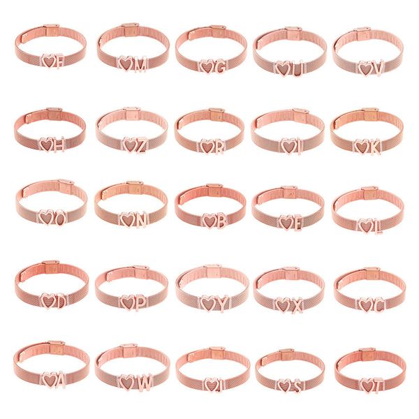 

fashion concise stainless steel bracelet 26 english letter combination keeper watchband bracelet, Golden;silver