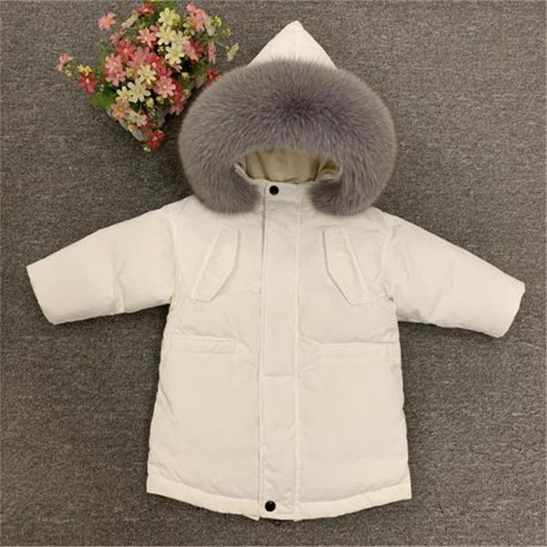 

kids down coat 2020 winter natural fur children inner fleece super warm jacket outerwear for boys girls 90-140 cm tx316, Blue;gray