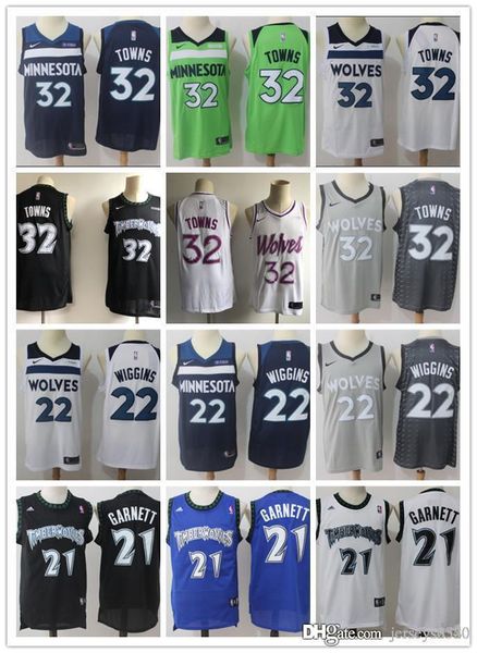 

mens minnesota timberwolves karl-anthony 32 towns andrew 22 wiggins kevin 21 garnett basketball shorts basketball jerseys green navy, Black;red