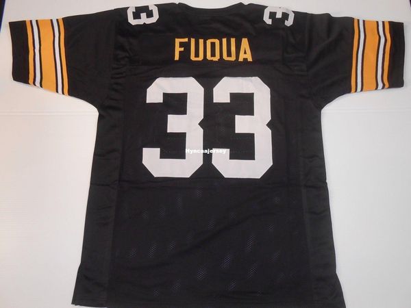 

retro custom sewn stitched #33 john fuqua black mitchell & ness jersey high-end men's football jerseys college ncaa, Black;red
