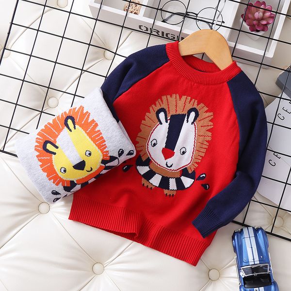 

children's sweater 2009 autumn and winter baby lion jacquard round collar boy's, Blue