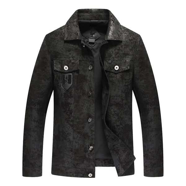 

popular fashion in 2019 a new leather jacket,genuine leather,sheepskin,motorcycle man coat,leather jacket men,biker jacket, Black