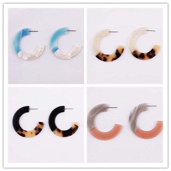 

selling leopard tortoise acrylic resin circle hoop earrings for girls and ladies 2018 fashion women acetic acid acrylic hoop jewelry, Silver