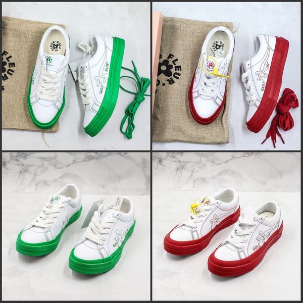 

CONVER x Tyler the Creator Golf Le Fleur COLOR BLOCK Couple Casual Shoes White Green Red Leather Flowers Fashion Deisgner Skateboard Sneaker