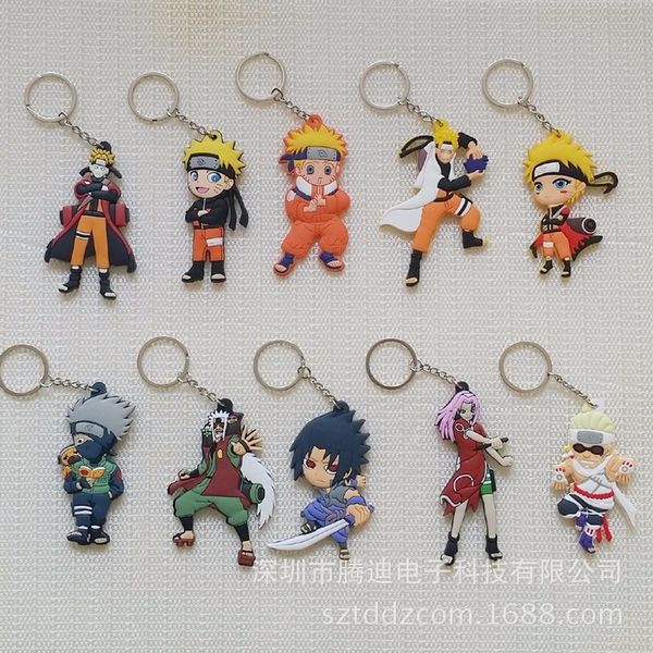 

anime pvc key chain uzumaki naruto gaara hatake kakashi key ring woman kids keyring man girls keychain cute llavero brelok, Silver