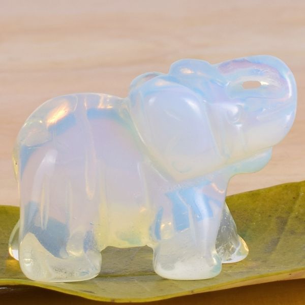 Opalite Figurines elefante artificiais Mini Animais Mineral Pedra Estátua Craft Para Decor cura de cristal presente C19041601