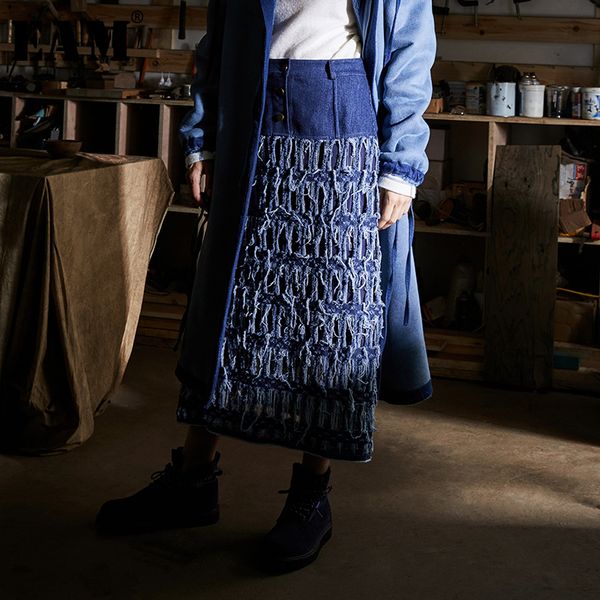 

eam] высокая талия синий burr split denim выдалбливают темперамент половина тела юбка женщины мода tide новая весна осень 2020 1r124, Black