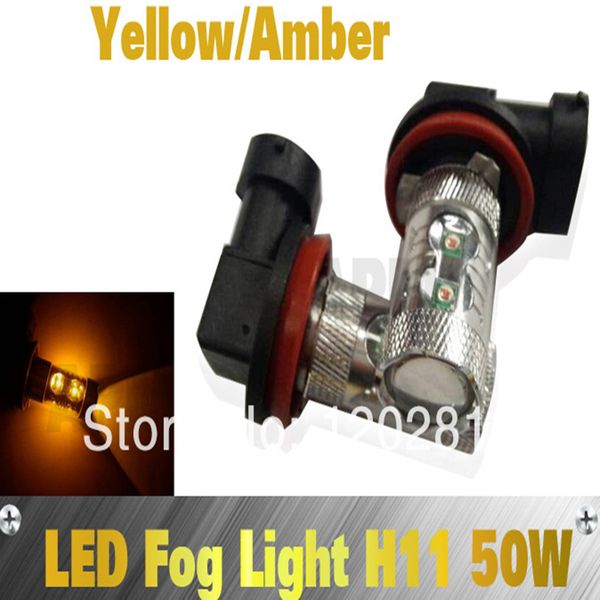

2pcs 50w h11 cree led chip yellow amber drl car fog light drl bulb lamp