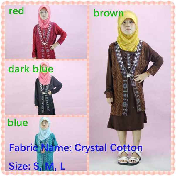 

lace fake two muslim girl robes drill round collar hui girl, Red