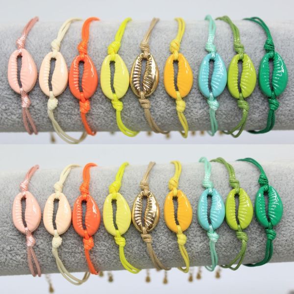 

new bracelet girls luxury colorful shell bracelet handmade jewelry braid cord strand braided friendship bracelets, Golden;silver