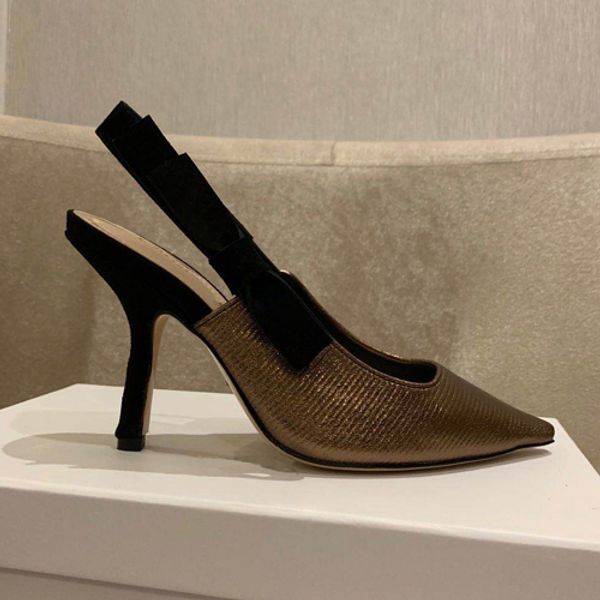 

luxury design fashion high heels high-gluten logo lettering silk film net pointed high heels high-density elastic bandage sandals, Black
