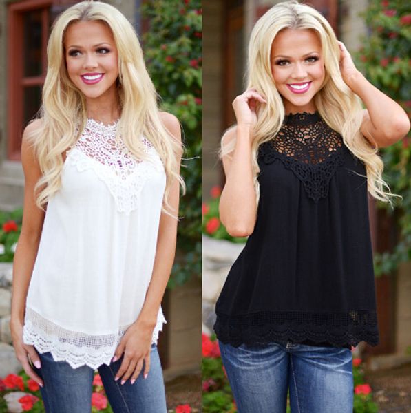 

fashion blouses shirts summer women blouse lace vintage sleeveless white crochet casual shirts plus size