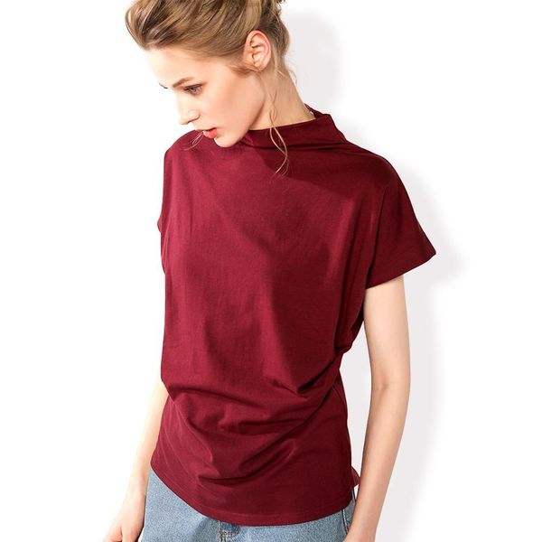 

summer pure color female cotton breathable turtleneck blouse women wholesale women blouse cotton blouse, White