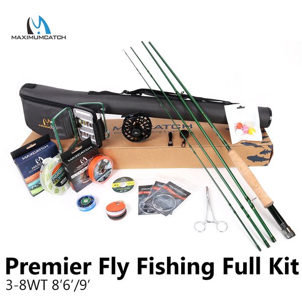 

maximumcatch premier avid 8'6''/9' 3-8wt complete rod reel line hooks accessory combo full fising rod kit