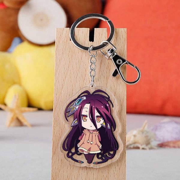 

2019 new arrival no game no life japanese anime figure acrylic mobile phone charms keychain strap keyring, Silver