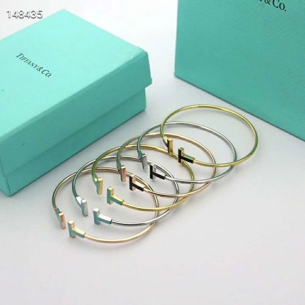 

fashion new women's 316l titanium steel open-ended bracelet oil dripping jewelry six style gift box, Golden;silver