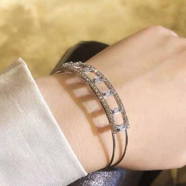 

2019 new design paved crystal bracelets bangles silver color open cuff bracelet love bangles for women jewelry pulseiras, Black