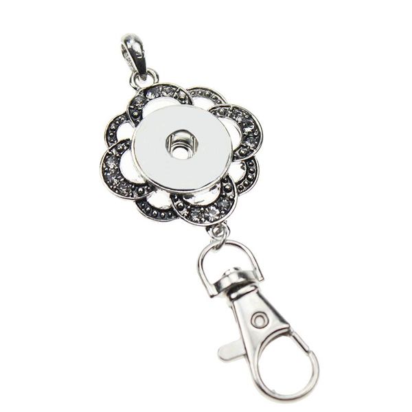 Moda Flor Keychain pressão Jóias Pedrinhas 18 milímetros pressão Chaveiros Lanyard gancho chaveiro encaixe por pressão Jóias da Mulher