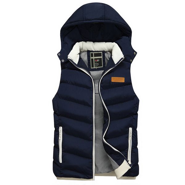 

2019 new spring autumn mens work vests waistcoat sleeveless jacket for men fashion warm hooded male winter vest light plus size, Black;white