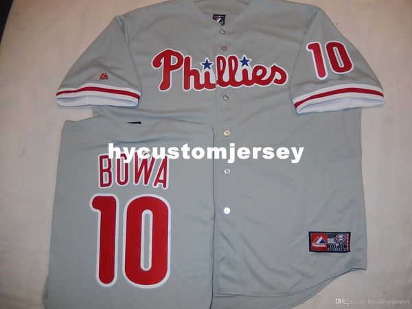 

custom majestic philadelphia #10 larry bowa baseball jersey gray new mens stitched jerseys big and tall size xs-6xl for sale, Black;blue