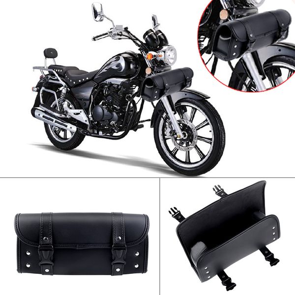 

motorcycle cruiser tool bag fork barrel shape handlebar front fork bag black