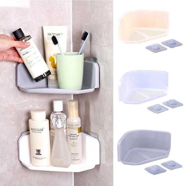 

plastic corner storage rack with suction cup shower shelf organizer for kitchen bathroom decoration