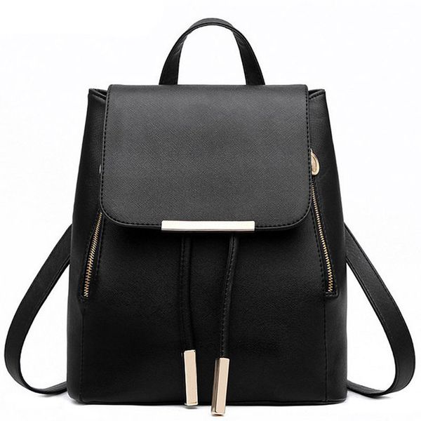 

black school supplies backpack female pu leather backpack japanese street bag women's school bag for adolescent girls backpacks