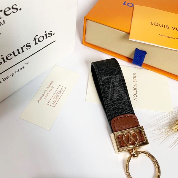 

high qualtiy designer keychain fashion famous brand handmade leather car keychain women bag charm pendant accessories with box rt999a, Silver