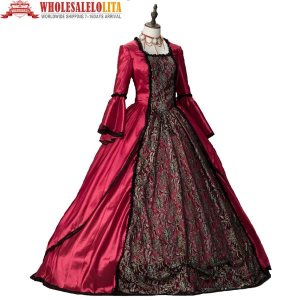

marie antoinette renaissance fair queen gothic winter christmas party dress ball gown clothing, Black;red