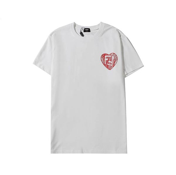 

mens designer clothing fends t shirt womens luxury t shirts brand the new red hearts tshirt cotton fashion printing man tees 66, White
