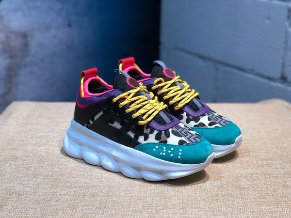 

2019 chain reaction luxury designer shoes men women sneakers snow leopard black white mesh rubber leather fashion women casual shoes
