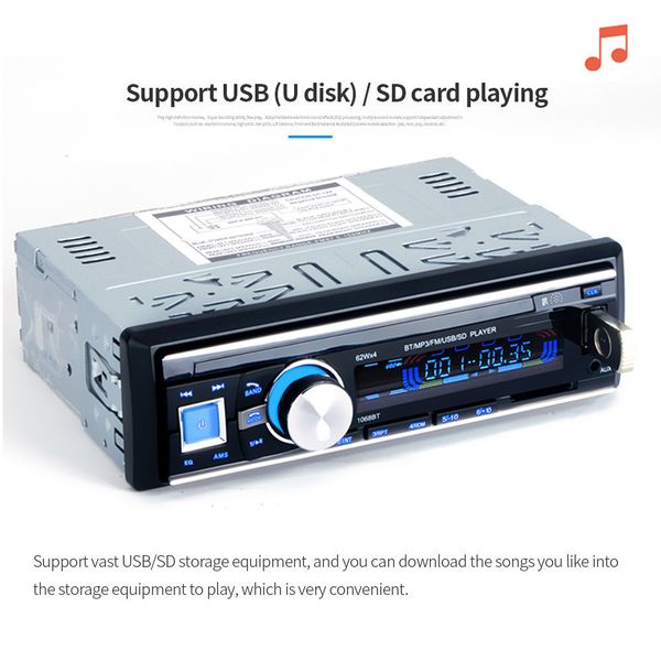 

bluetooth wireless car stereo radio audio mp3 player in-dash usb fm sd aux microphone remote control hands-phone calls