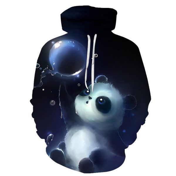 

the panda print men 3d hoodie brand sweatshirt boy jacket pullover fashionable sportswear outfit animal streetwear out j, Black