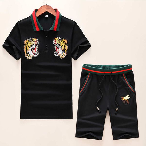 

роскошные мужские костюмы summer new brand designer тренировочные костюмы для мужчин одежда t-shirtshorts костюмы мода tiger вышивают -3xl, Gray