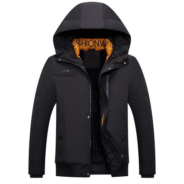 

kezrea masculina men's fur hooded snow parka coat men clothing winter jacket men windbreaker wool liner overcoat jaqueta, Black