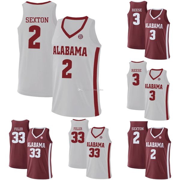 

alex reese stitched men's alabama crimson tide landon fuller galin smith collin sexton college basketball jersey, Black