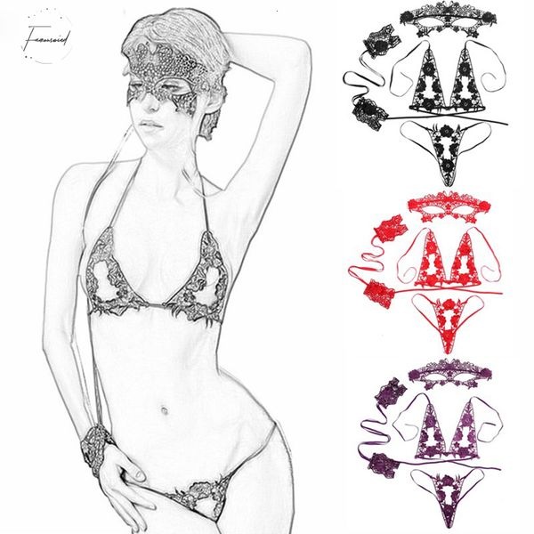 

набор женщин бюстгальтера sexy маска для рук круг бюстгальтер краткие наборы нижнее белье белье 4шт черный lenceria, Red;black