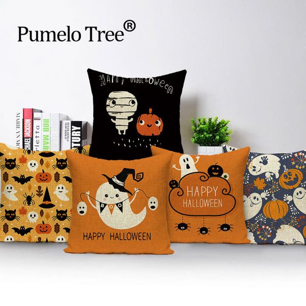 

happy halloween череп подушка обложки декор хэллоуина кошелек или жизнь наволочка диван тыквенных призраки home decor подушка cojin case