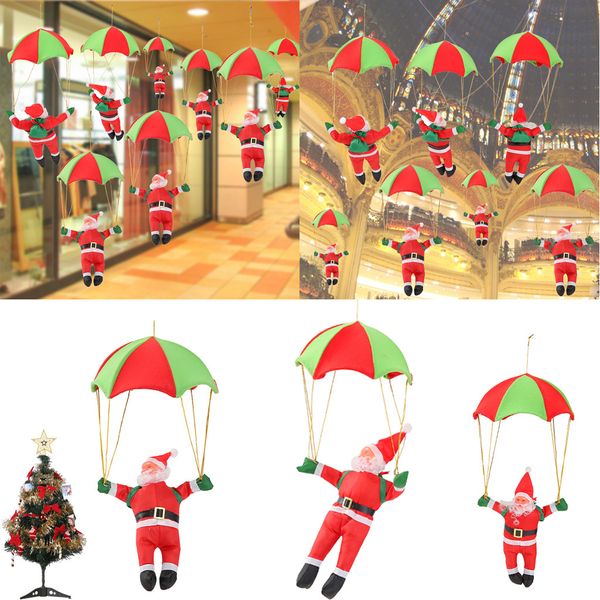 

1pc 25cm christmas santa claus climbing ladder rope parachute dolls decor christmas tree hanging baby kids novelty toys decor